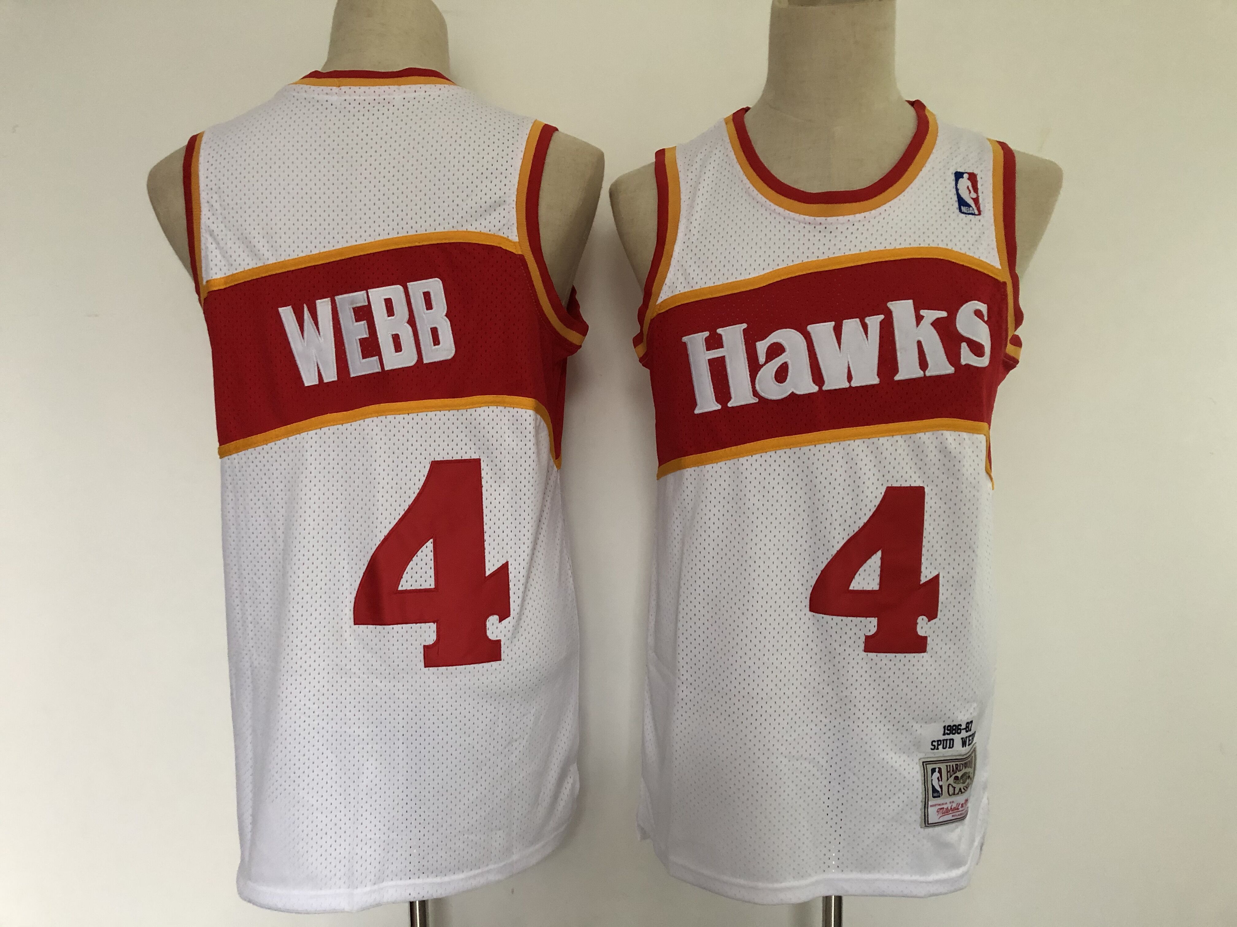 Men Atlanta Hawks #4 Webb White Throwback NBA Jersey